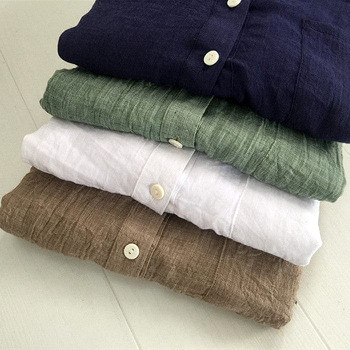 Buddha Trends Vintage Button Up Cotton Linen Blouse