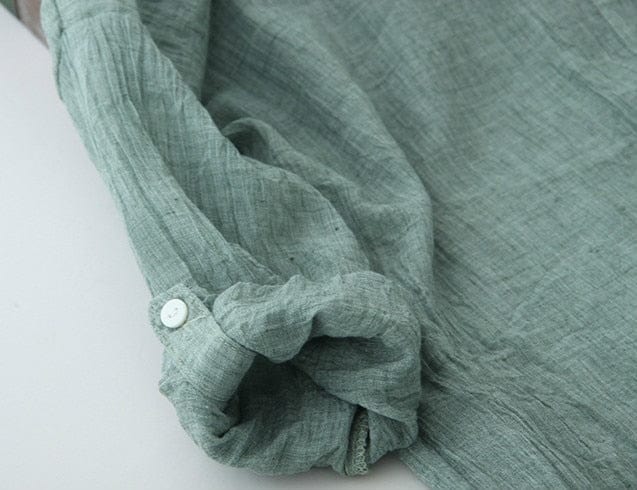 Buddha Trends Vintage Button Up Cotton Linen Blouse