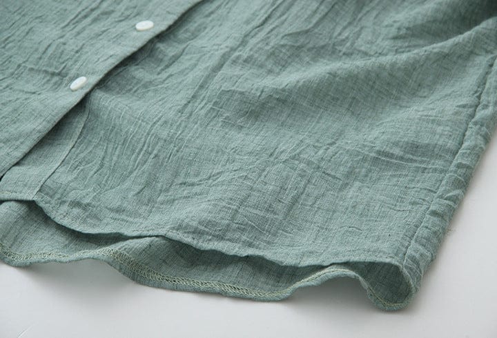 Buddha Trends Vintage Button Up Cotton Linen Blouse