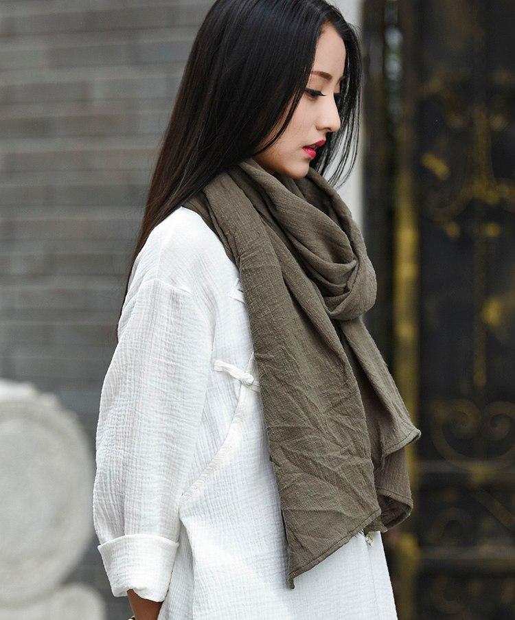 Buddha Trends Vintage Green / One Size Cotton Linen Large Scarf