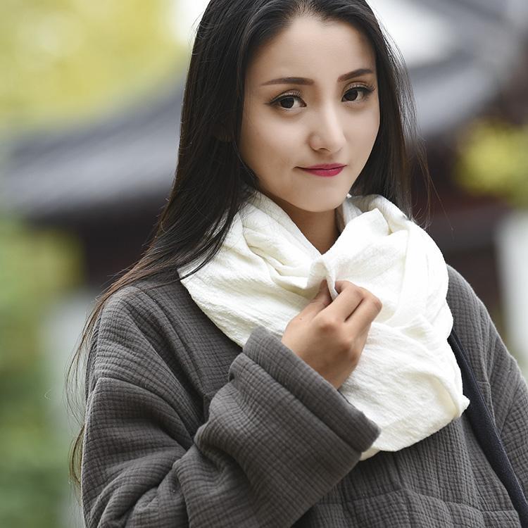 Buddha Trends White / One Size Cotton Linen Large Scarf