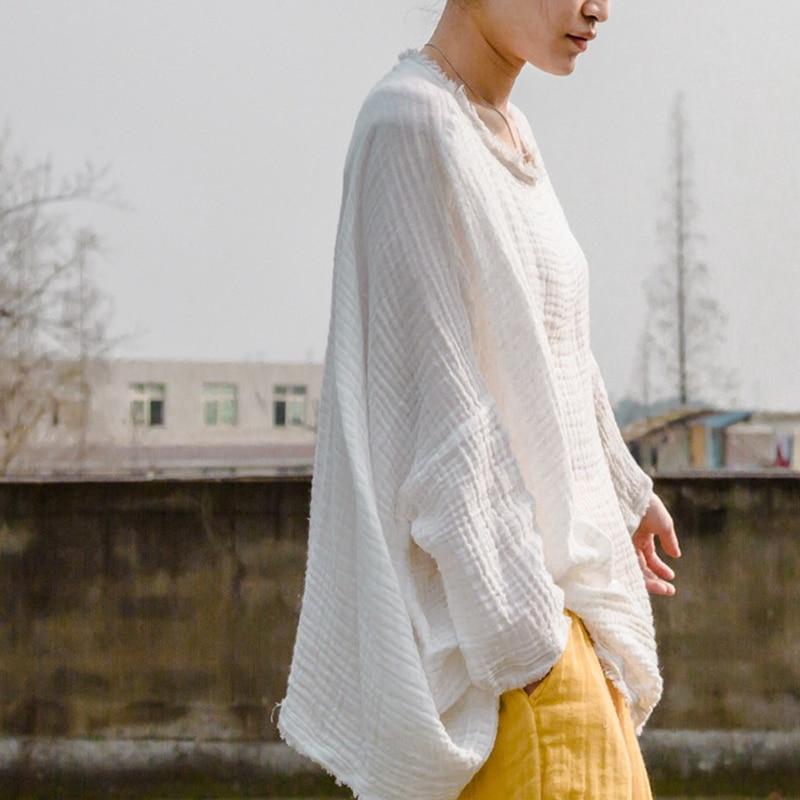 Buddha Trends White Oversized Linen Shirt | Lotus