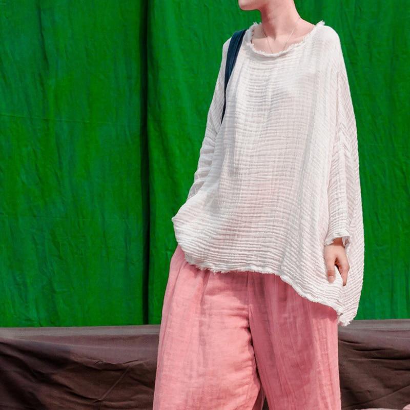 Buddha Trends White Oversized Linen Shirt | Lotus