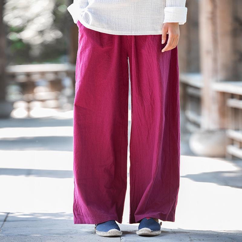 Wide Leg Flowy Linen Palazzo Pants | Zen – Buddhatrends