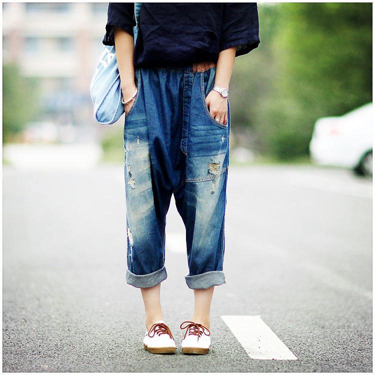 Jeans Oversize Women Fashion Jeans Ripped Harem Pants Casual