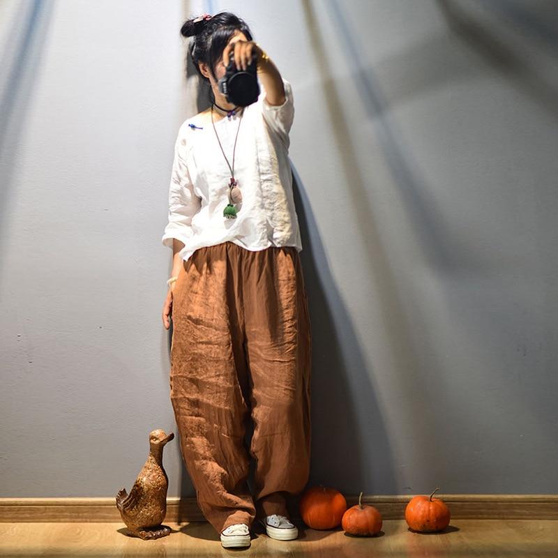 Buddha Trends Yellow / One Size Elastic Waist Linen Trousers | Zen