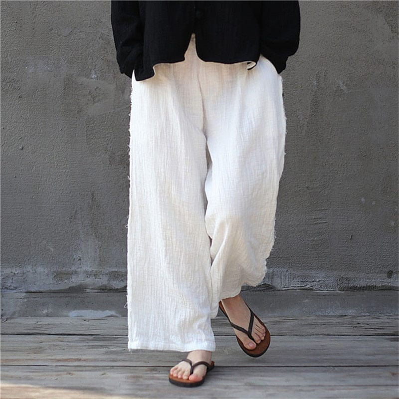 Women's Linen Harem Pants Vintage White Linen Ankle Pants, Elastic Waist  Casual Linen Pants -  Canada
