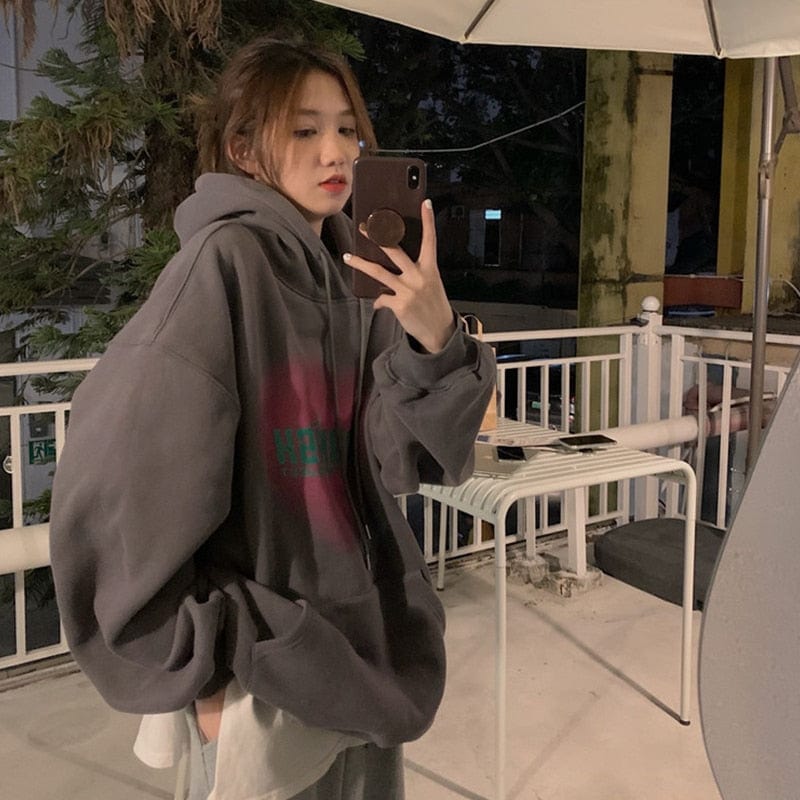 Buddhatrends 0 Letter Printing Baggy Hoodie