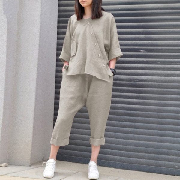 Buddhatrends 3/4 Sleeve Blouse Two Piece Set | OOTD