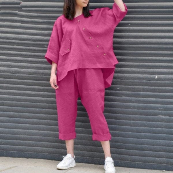 Buddhatrends 3/4 Sleeve Blouse Two Piece Set | OOTD