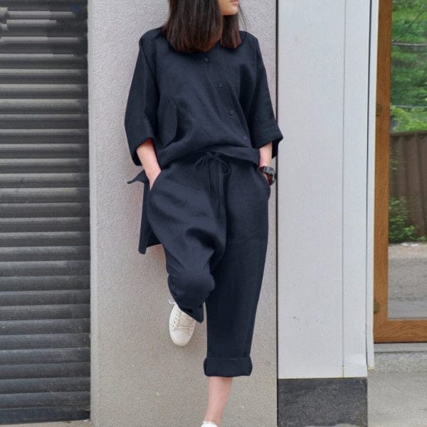 Buddhatrends 3/4 Sleeve Blouse Two Piece Set | OOTD