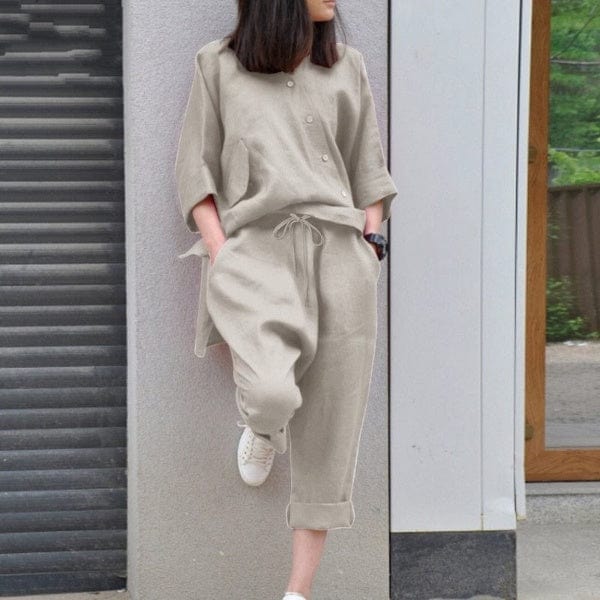 Buddhatrends 3/4 Sleeve Blouse Two Piece Set | OOTD