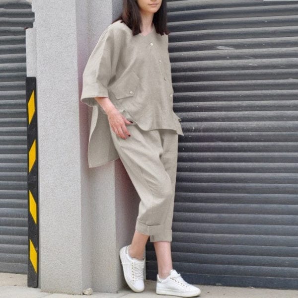 Buddhatrends 3/4 Sleeve Blouse Two Piece Set | OOTD