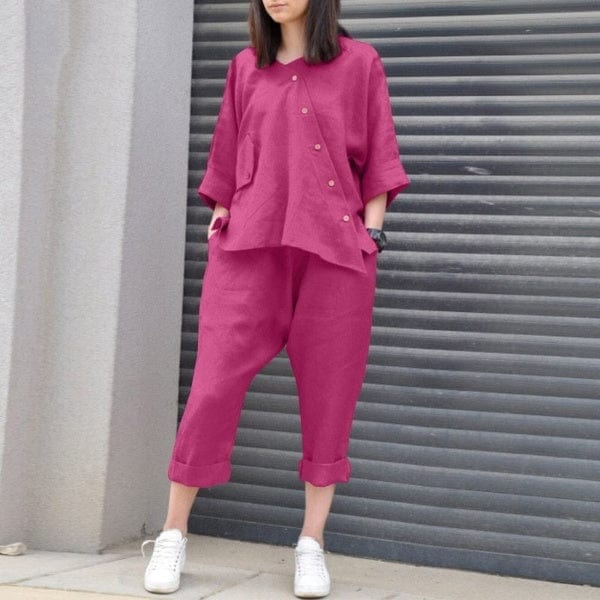 Buddhatrends 3/4 Sleeve Blouse Two Piece Set | OOTD
