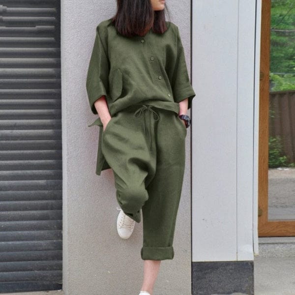 Buddhatrends 3/4 Sleeve Blouse Two Piece Set | OOTD