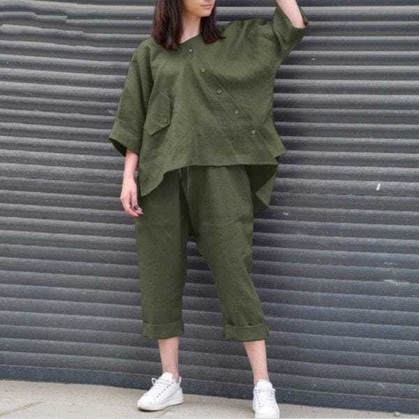 Buddhatrends 3/4 Sleeve Blouse Two Piece Set | OOTD
