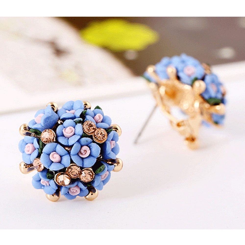 Buddhatrends 3 Handmade Ceramic Flower Stud Earrings