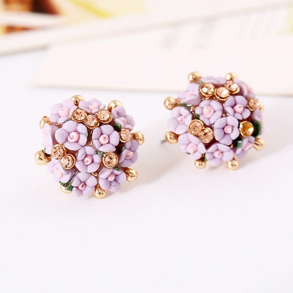 Buddhatrends 5 Handmade Ceramic Flower Stud Earrings