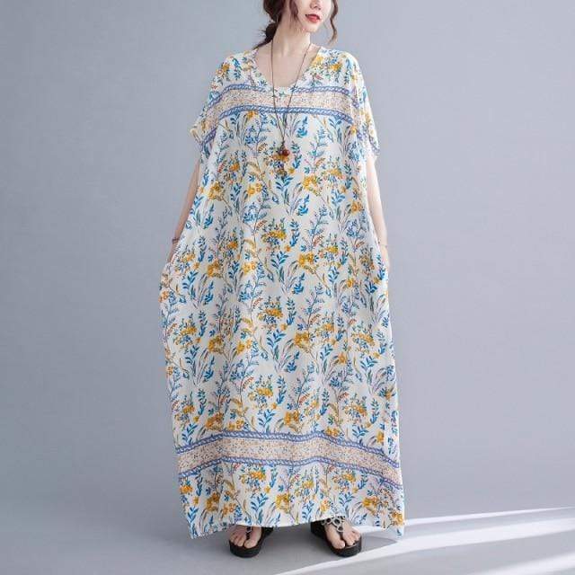 Buddhatrends Alexandria Floral Kaftan Dress