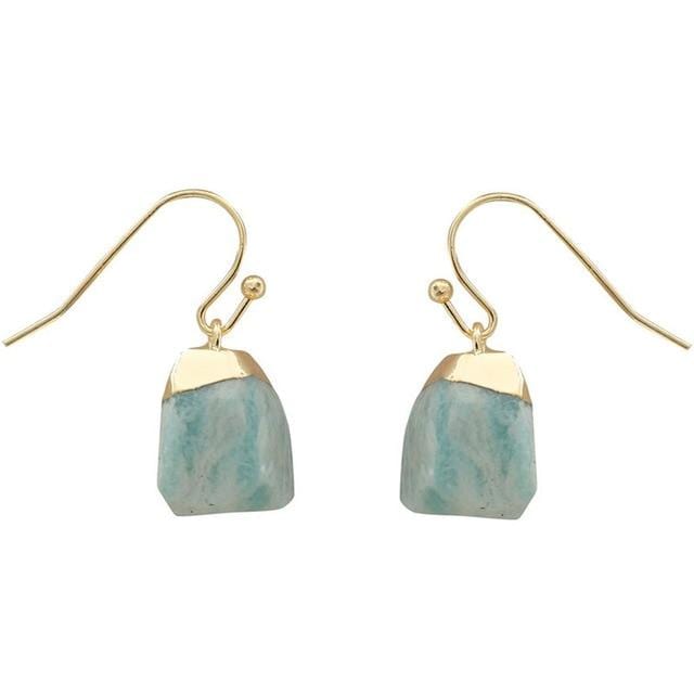 Buddhatrends Amazonite Healing Quartz Nuggets Dangle Earrings
