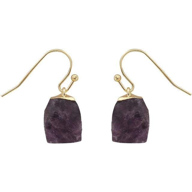 Buddhatrends Amethyst Healing Quartz Nuggets Dangle Earrings