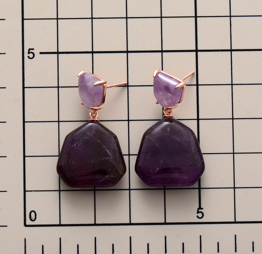 Buddhatrends Amethysts Tiger Eye Stud Earrings