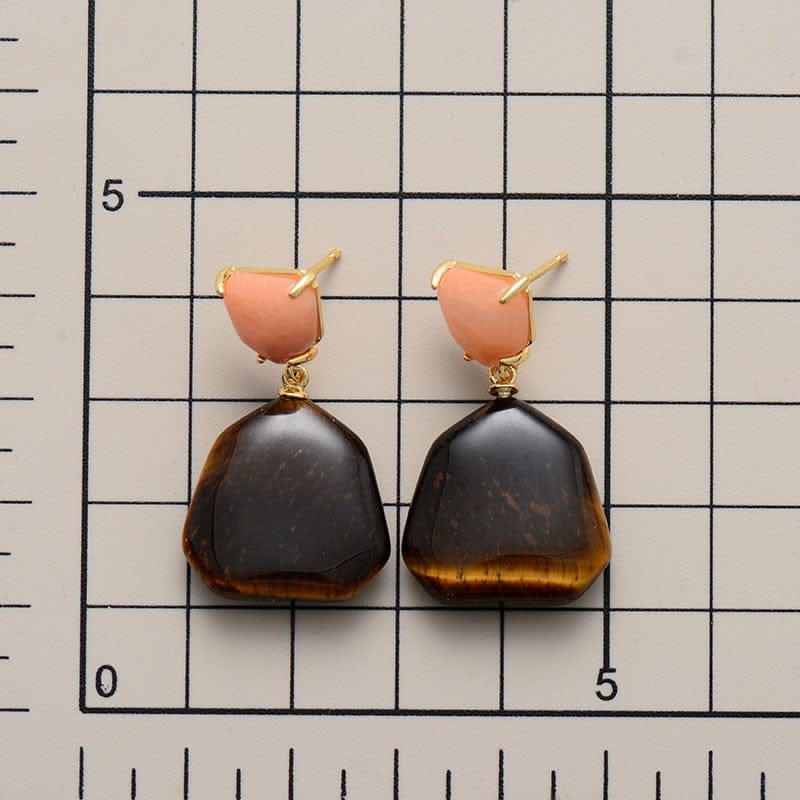 Buddhatrends Amethysts Tiger Eye Stud Earrings