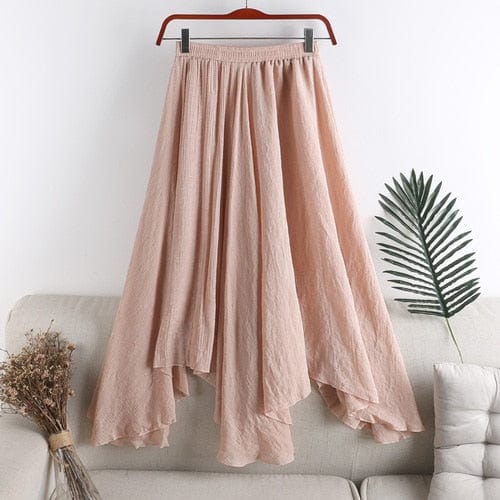 Buddhatrends Apricot / One Size Midi Irregular Pleated Fishtail Skirt