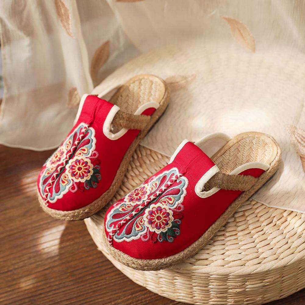 Buddhatrends Asian Embroidery Hemp & Cotton Loafers