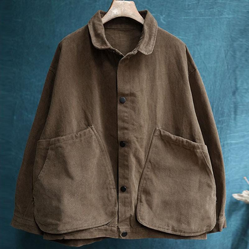 Buddhatrends Auburn / One Size Loose Turn-Down Collar Jacket