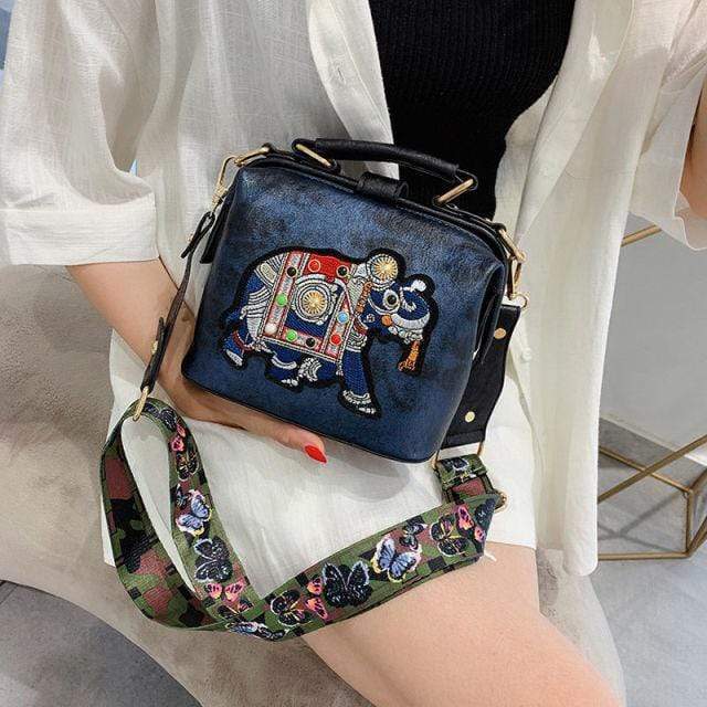 Buddhatrends Bags Blue / 18cmx16cmx8cm Tori Vintage Embroidered Elephant Bag
