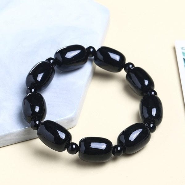 Buddhatrends Barrel Beads Peacock Agates Bracelet