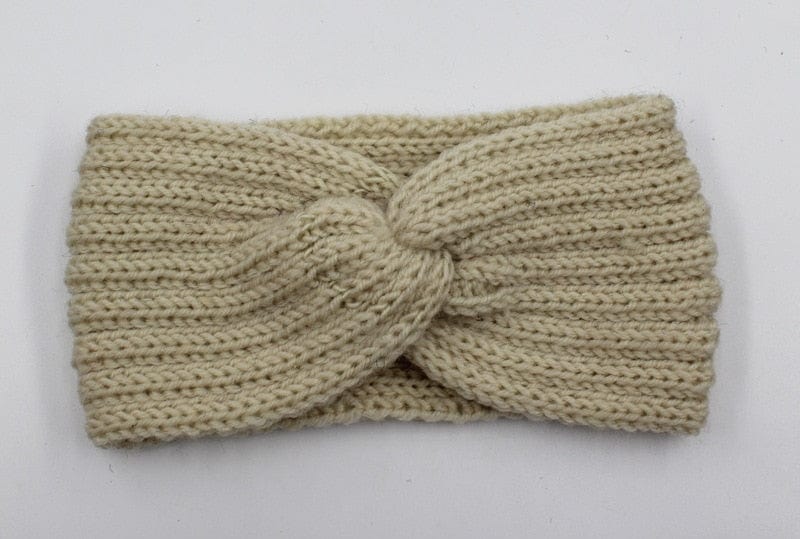 Buddhatrends Beige Ear Knitted Knot Headband