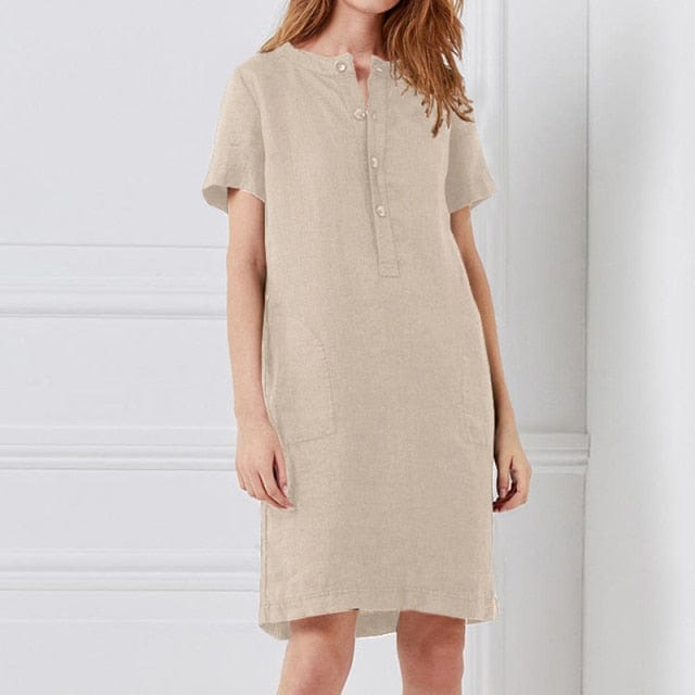 Pure Modesty Short Sleeve Button Dress – Buddhatrends