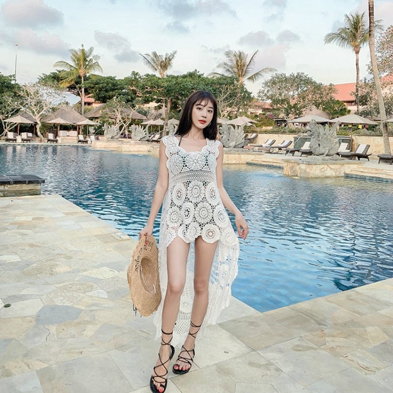 Buddhatrends Bikini Cover Up Sleeveless Hollow Dress
