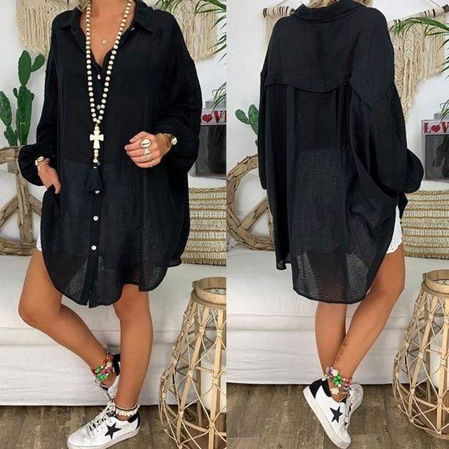 Buddhatrends Black / 5XL Peace Plus Size Oversized Shirt