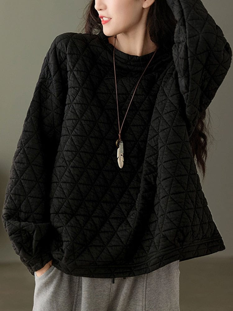 Buddhatrends Black / One Size / China Cozy Padded O Neck Sweatshirt
