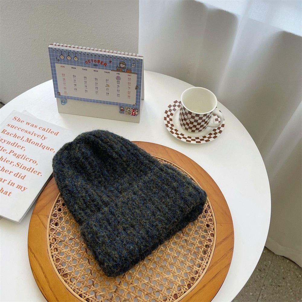 Buddhatrends Black / One Size Oversized Wool Knitted Hats