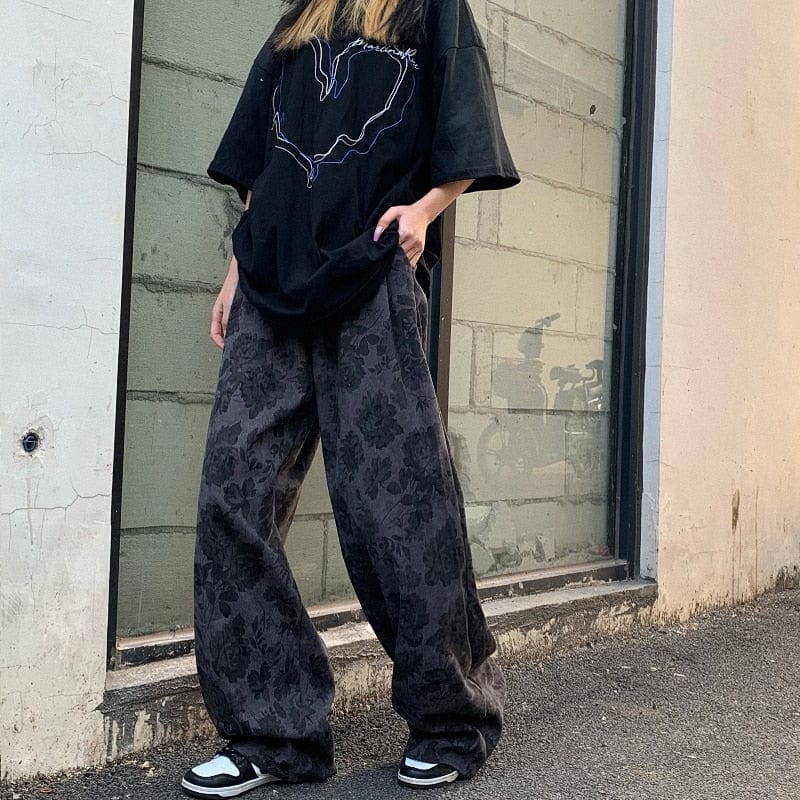 Buddhatrends Black / S High Waist Straight Wide Leg Pants