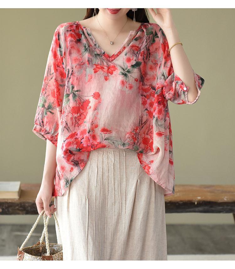 Buddhatrends Blouse Pink / XXXL Bailey Vintage Floral Blouse