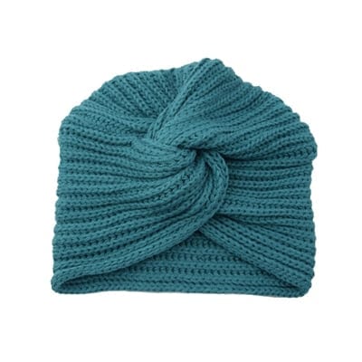 Buddhatrends Blue Bohemian Knitted Cross Wrap Hat