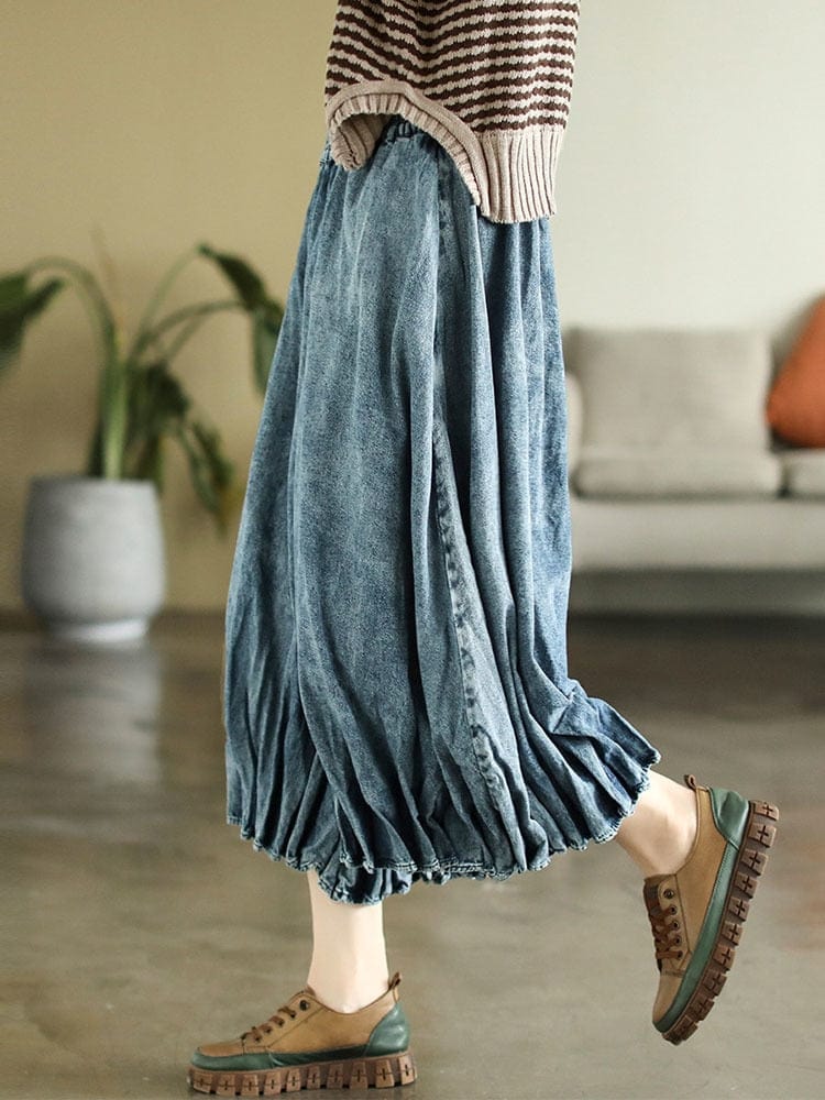 Buddhatrends Blue / One size High Waist Vintage Denim Pants