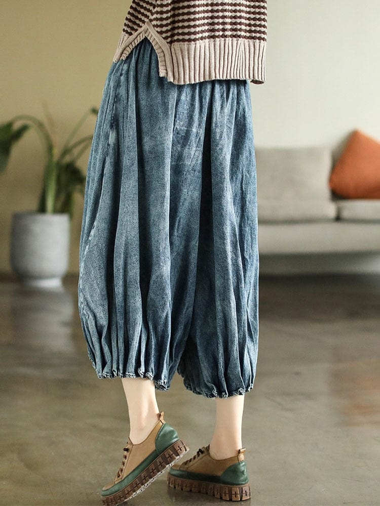 Buddhatrends Blue / One size High Waist Vintage Denim Pants
