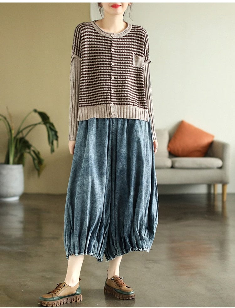 Buddhatrends Blue / One size High Waist Vintage Denim Pants