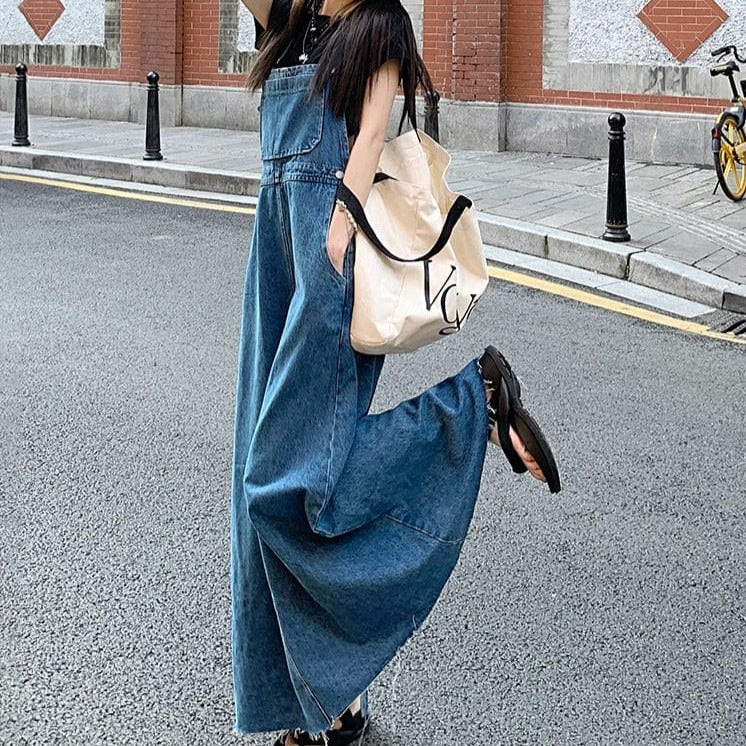 Buddhatrends Blue / S / China Everywhere Denim Overall Dress