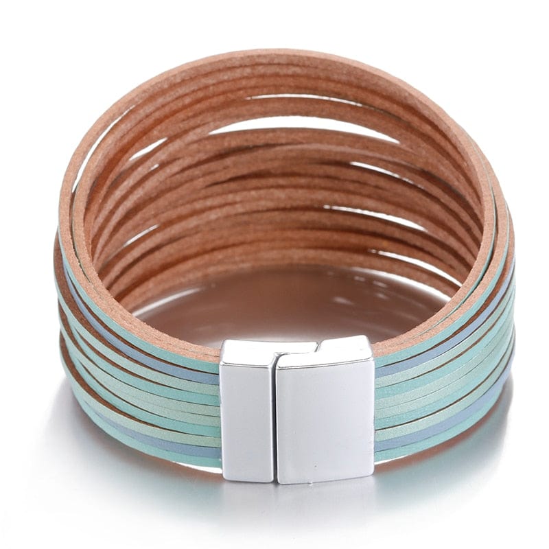 Buddhatrends Boho Multilayer Mint Leather Bracelet