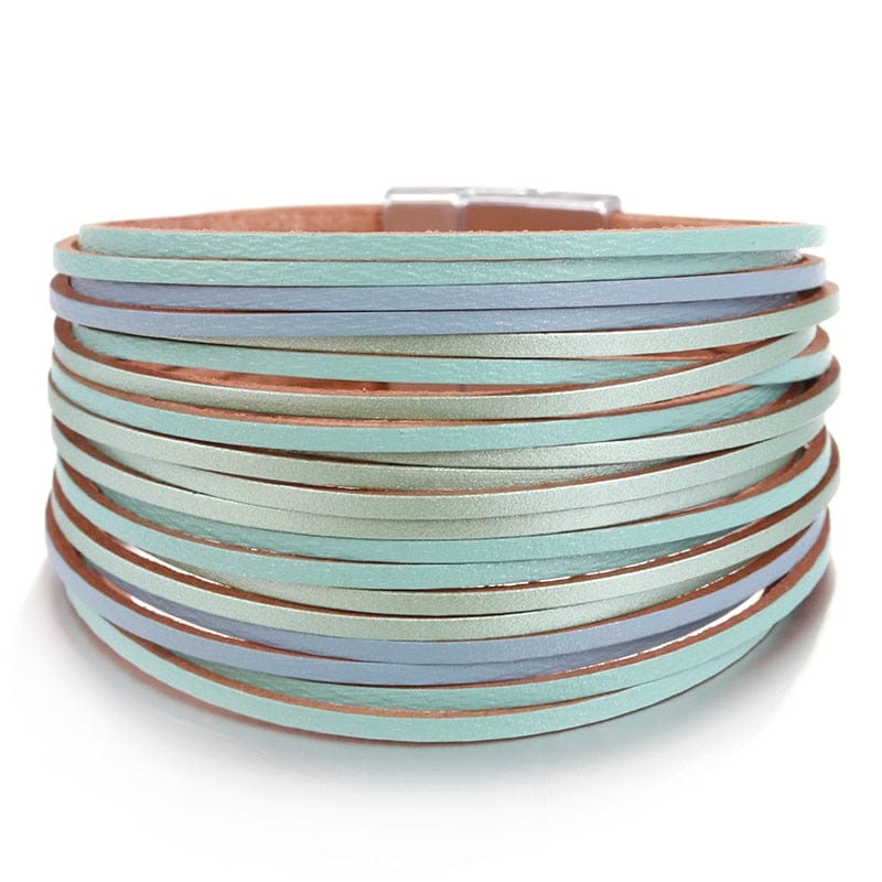 Buddhatrends Boho Multilayer Mint Leather Bracelet