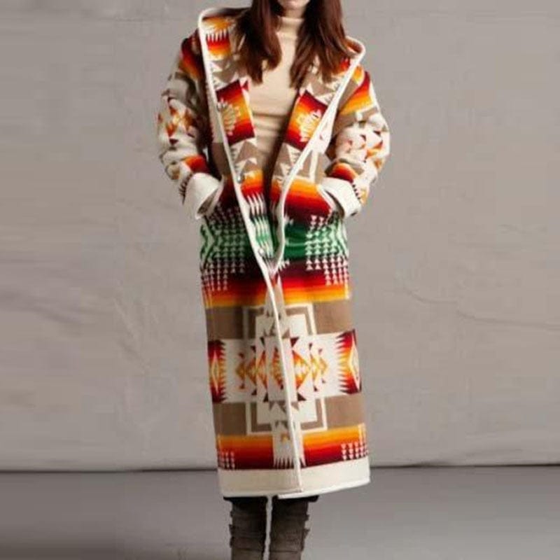 Buddhatrends Boho Printed Hooded Long Coat