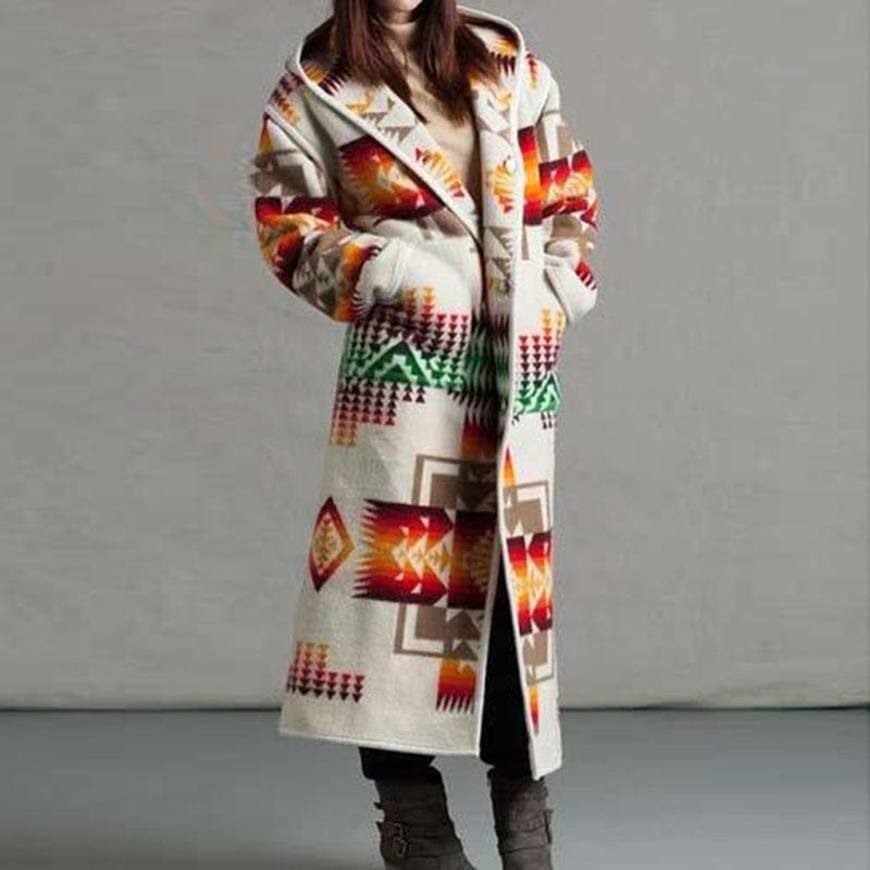 Buddhatrends Boho Printed Hooded Long Coat