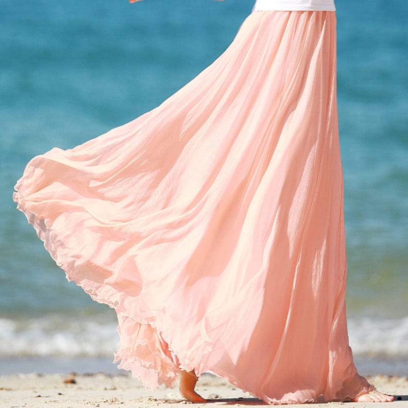 Buddhatrends Boho Ruffled Chiffon Skirt